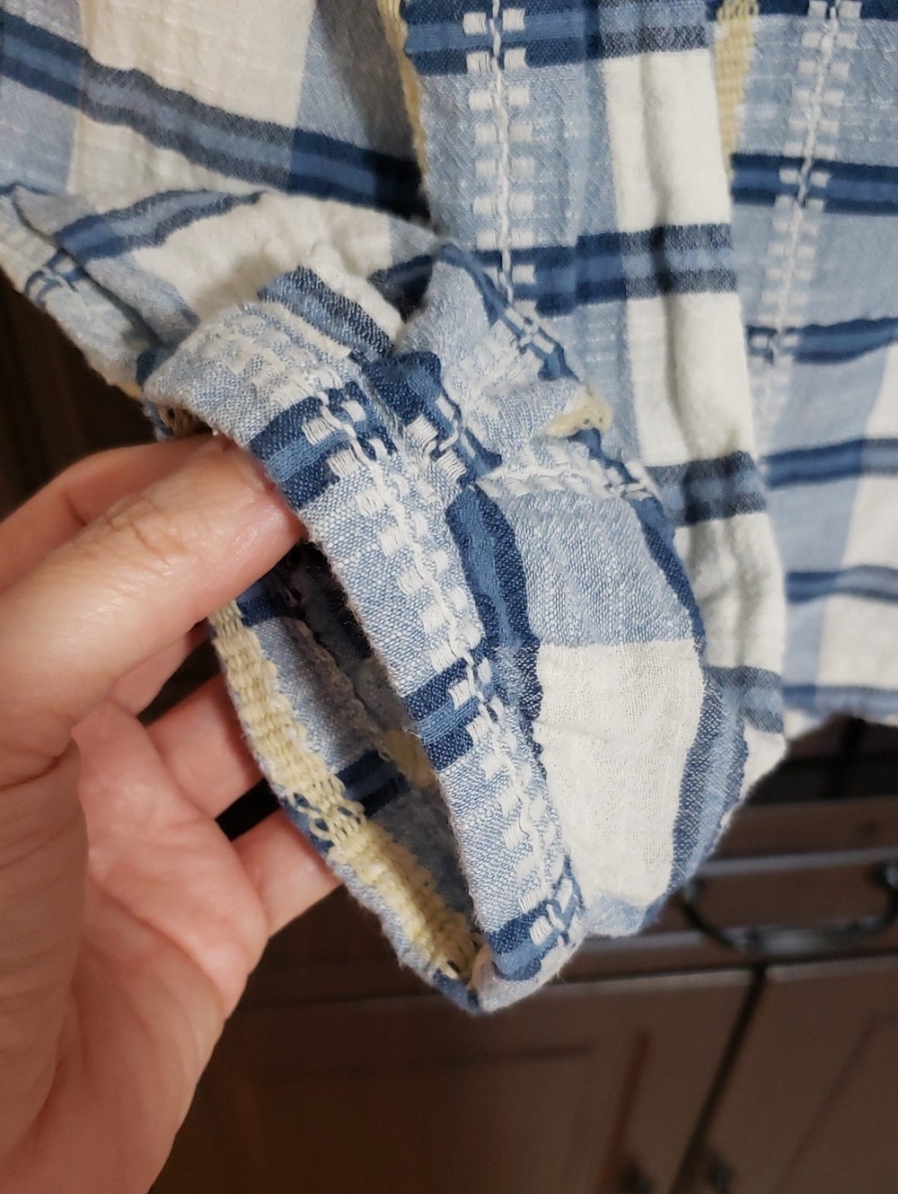 Ace & Jig top in Honor textile: Blue & White Plaid Long-Sleeve Top,Large - Picture 4 of 9